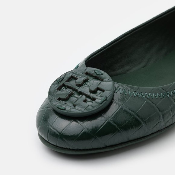 Tory Burch NIB Minnie Croc Embossed Green Verde Ballet Flats 9 LAST ONE - Picture 4 of 12